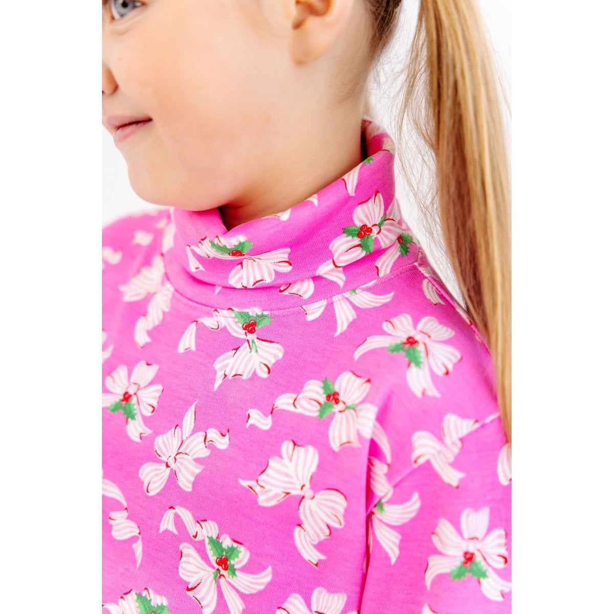 Tatum's Turtleneck Dress Bows of Holly|12273
