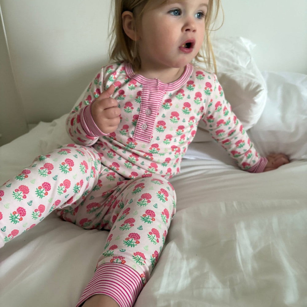 Geranium Block Two Piece Kids Henley|7392