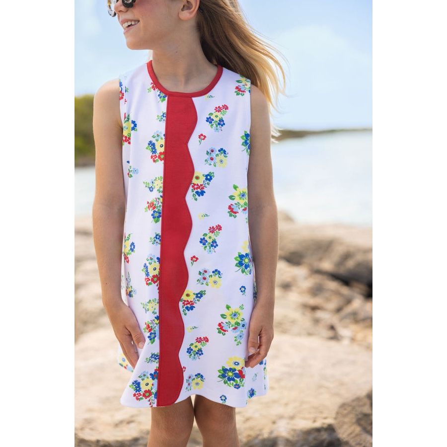 Daisy Dress - Biltmore Blooms (Buckhead Blue)/Richmond Red|11335