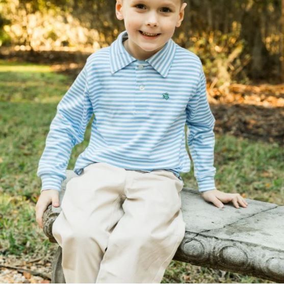 Harry Long Sleeved Striped Blue & White Polo Shirt|5141