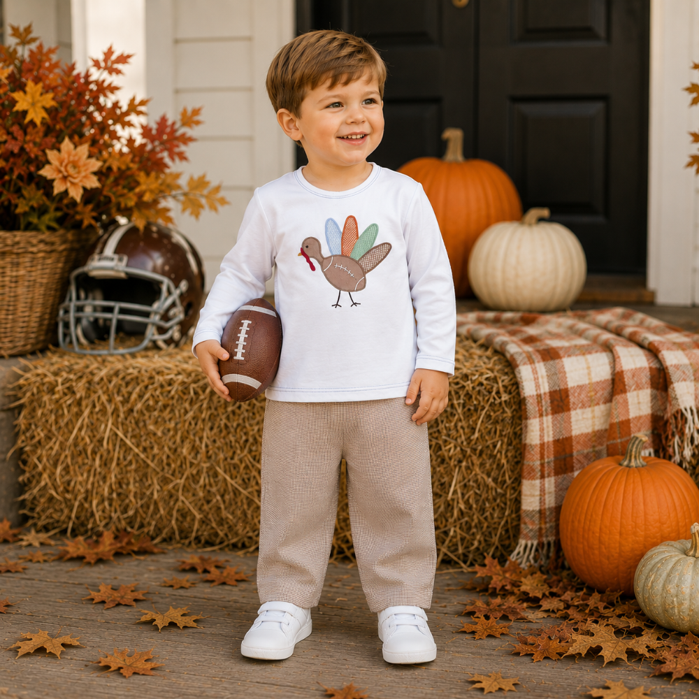 Football Turkey Applique Top & Pant Set|13287