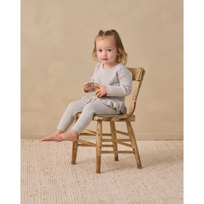Rib Knit Peplum Top - Heathered Fog|12485