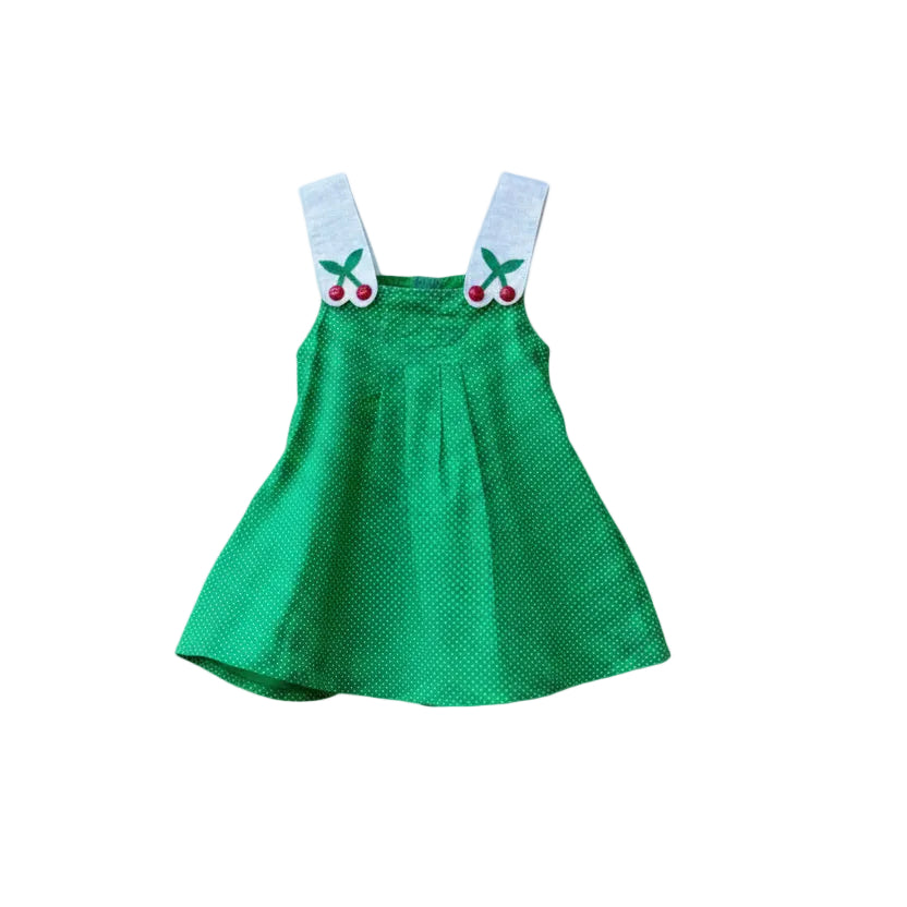Green Polka Dot Cherry Dress|11816