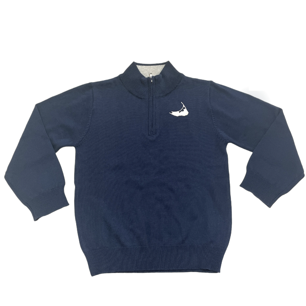 Navy Quarter Zip with Embroidered Nantucket|8497