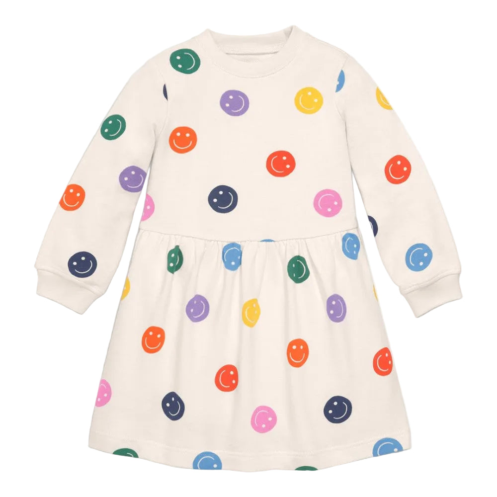Kid's Sweatshirt Dress in Rainbow Happy Faces|13001
