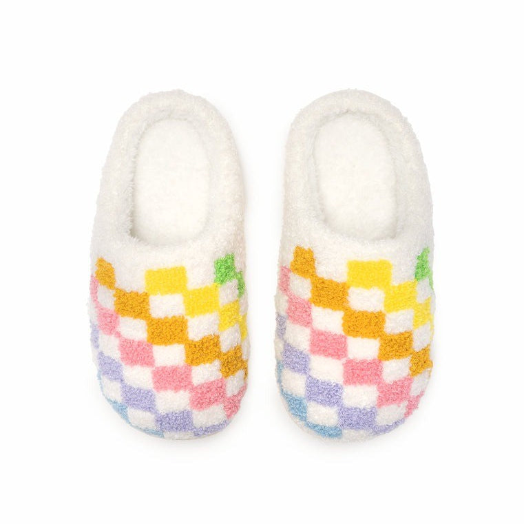 Big Rainbow Checker Slippers|10857