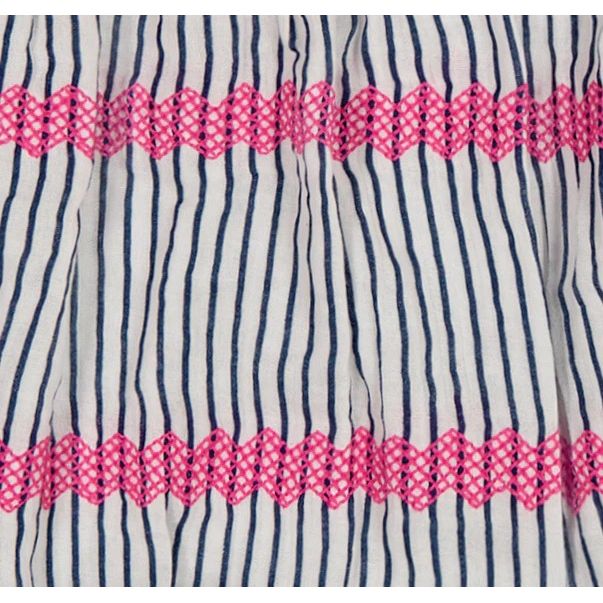 Zoe Romper- Marine Stripe Embroidery|11733