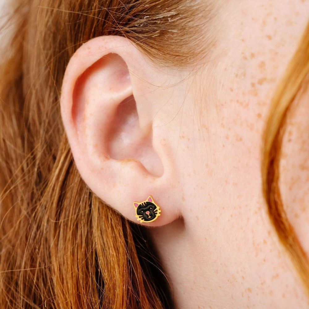 Cat Black Earrings|11076