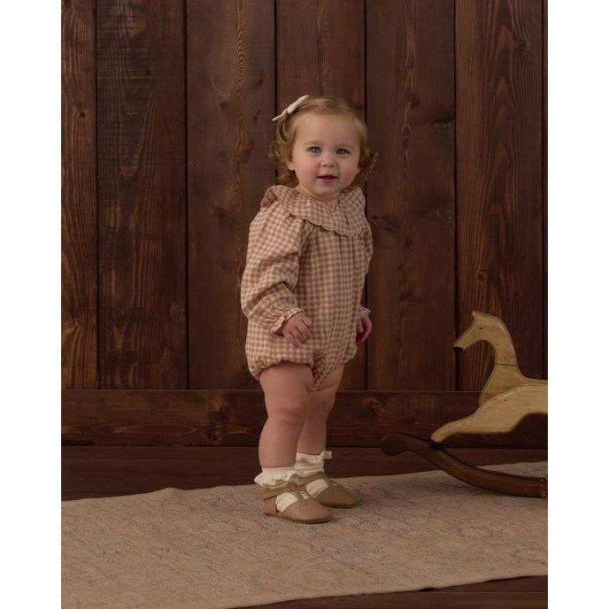 Colette Romper Fawn Gingham|12026