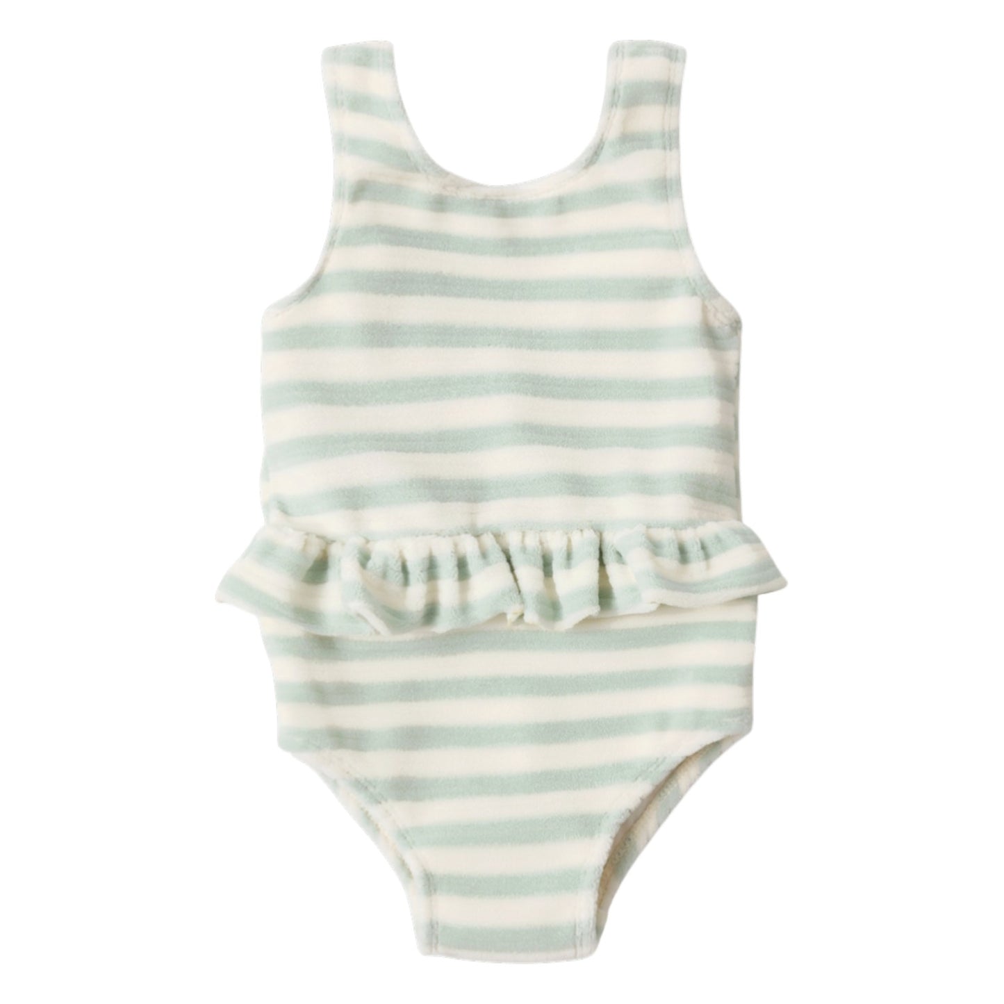 Skirted One-Piece Seafoam Stripe
