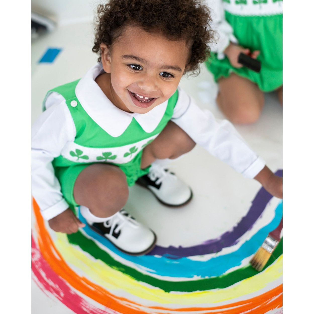 Shamrocks Smocked Green Knit Shortall|10787