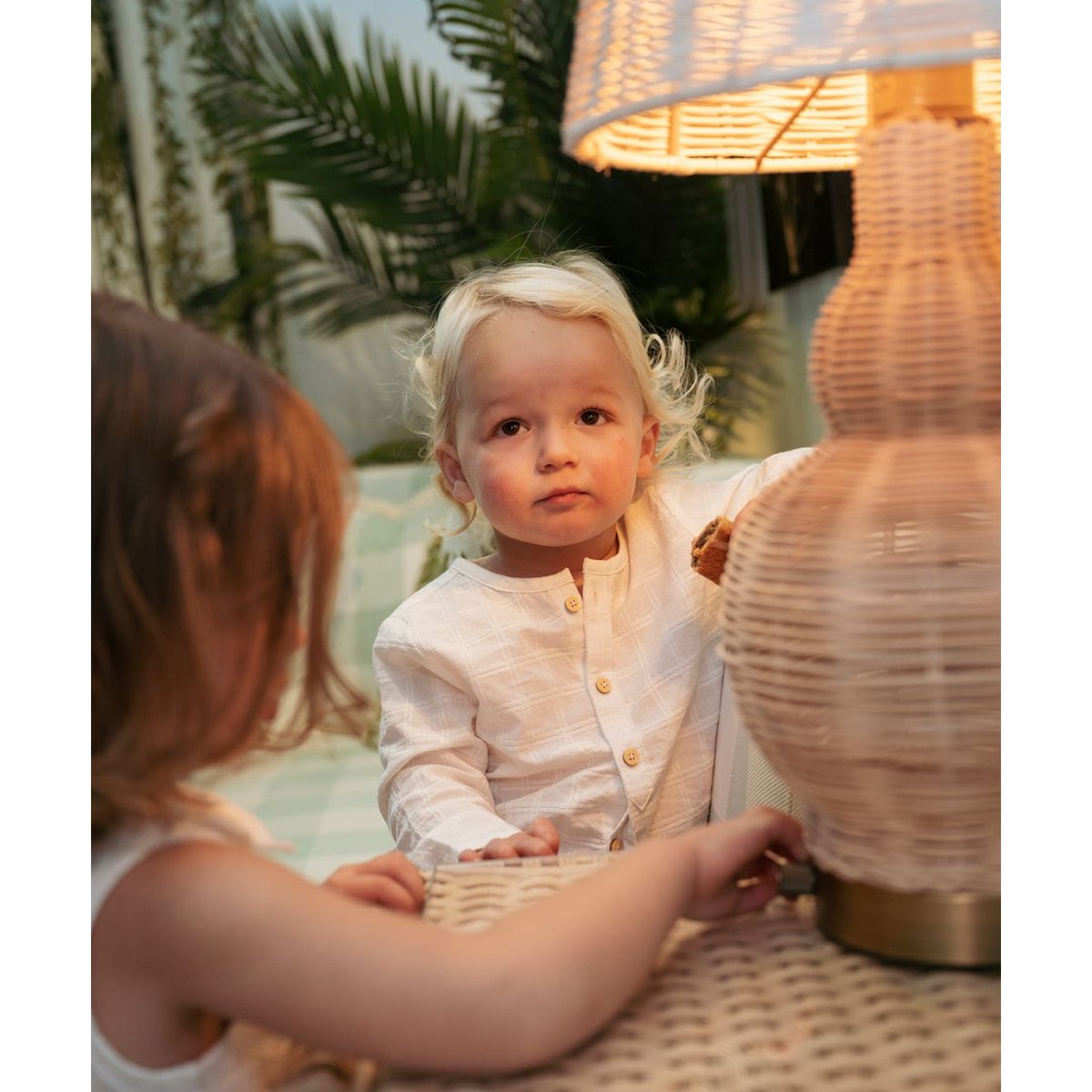 Lupo Baby Shirt, Cream Windowpane|6415