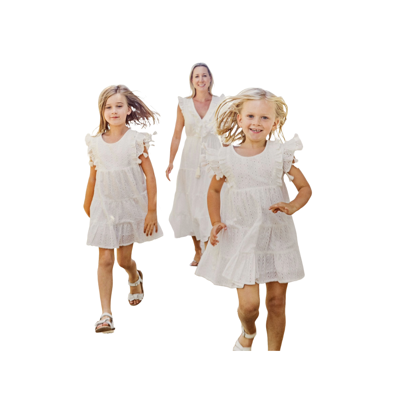 Sophie Tassel Dress- White Eyelet