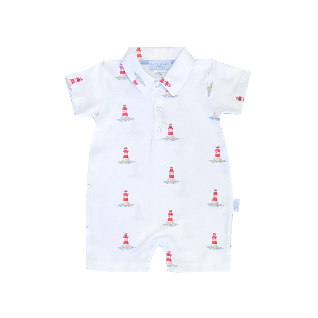 Portside Pima Polo Romper-Lighthouse