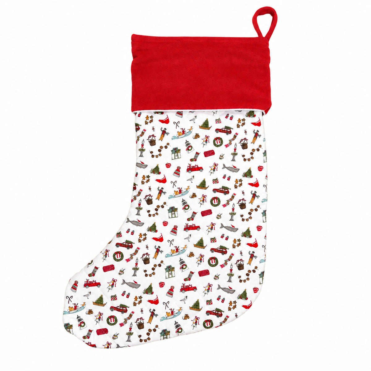 Quilted “Nantucket Stroll” Christmas Stocking