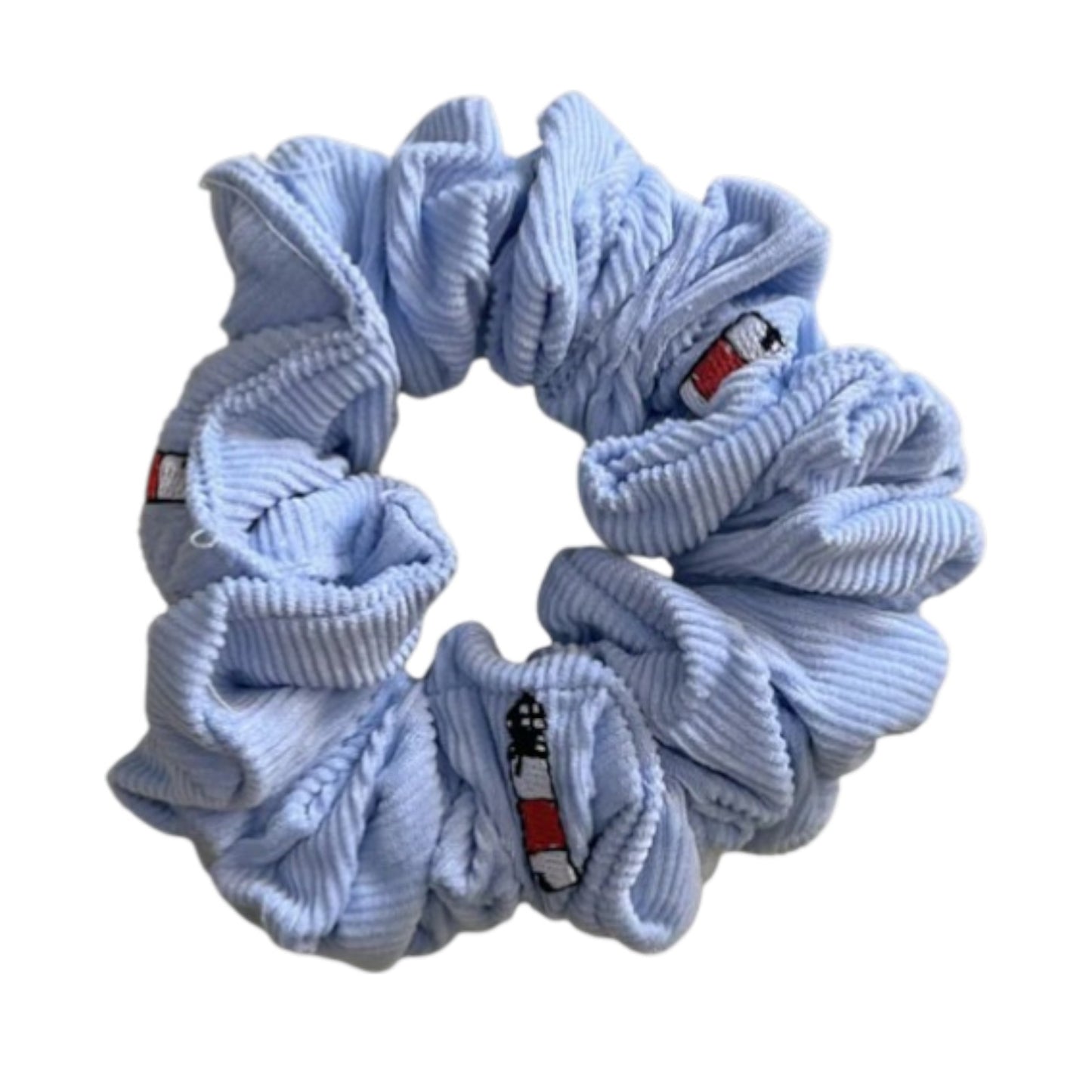 Light Blue Corduroy Scrunchie with Sankaty Lighthouse