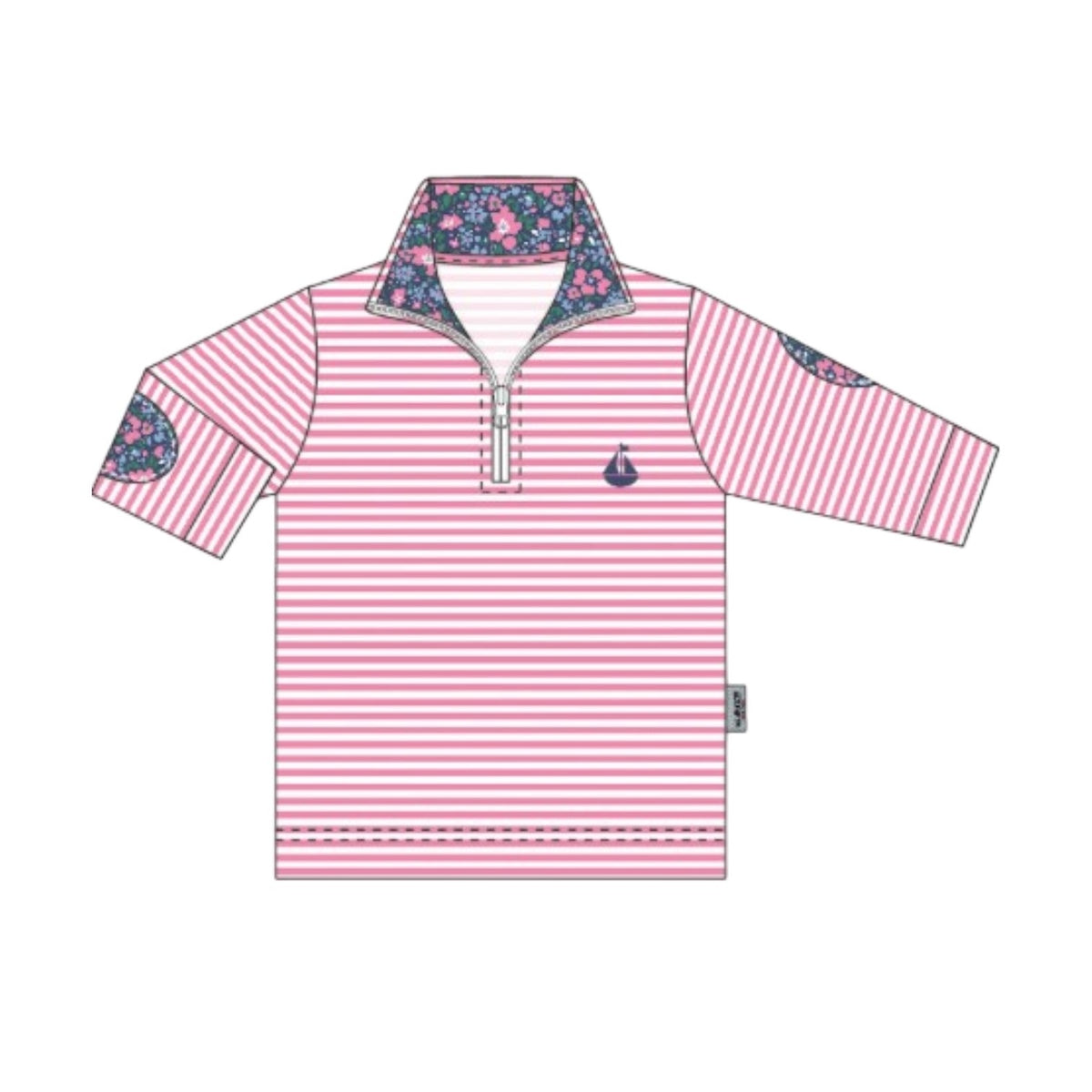 Portside Quarter Zip-Bubblegum Stripe/Sconset Floral
