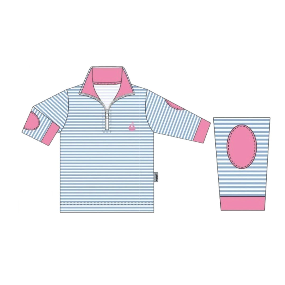 Portside Quarter Zip-Ocean Stripe/Bubblegum