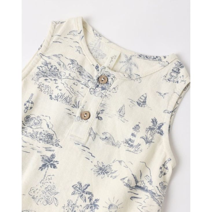 Beau Romper Ocean Toile