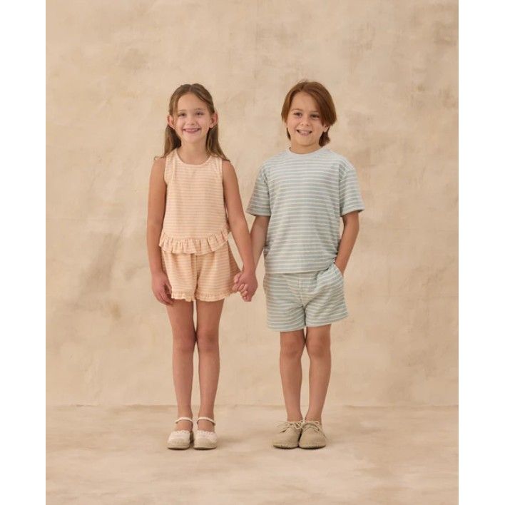 Terry Boys Short Seafoam Stripe