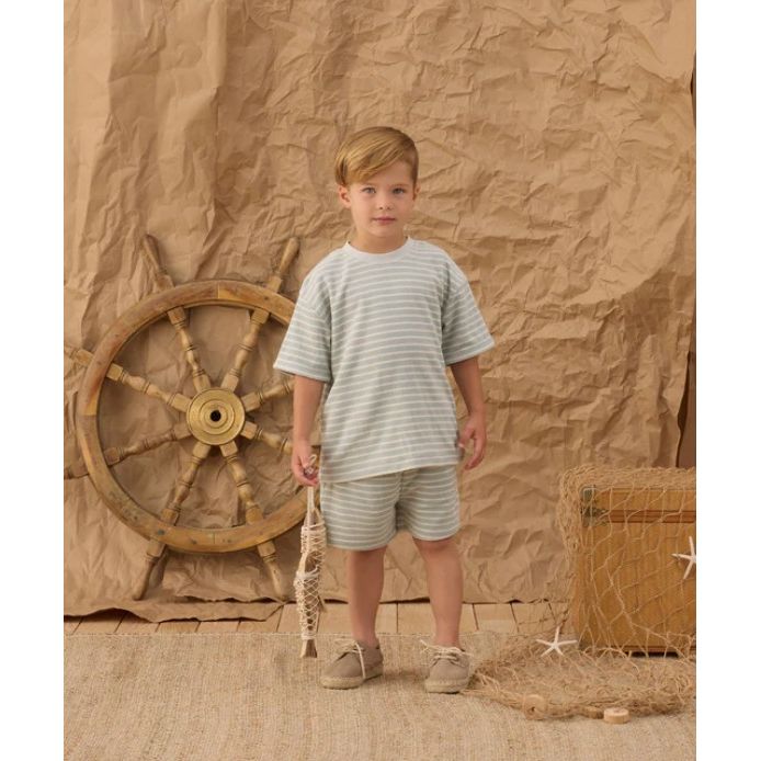 Terry Relaxed Tee Seafoam Stripe