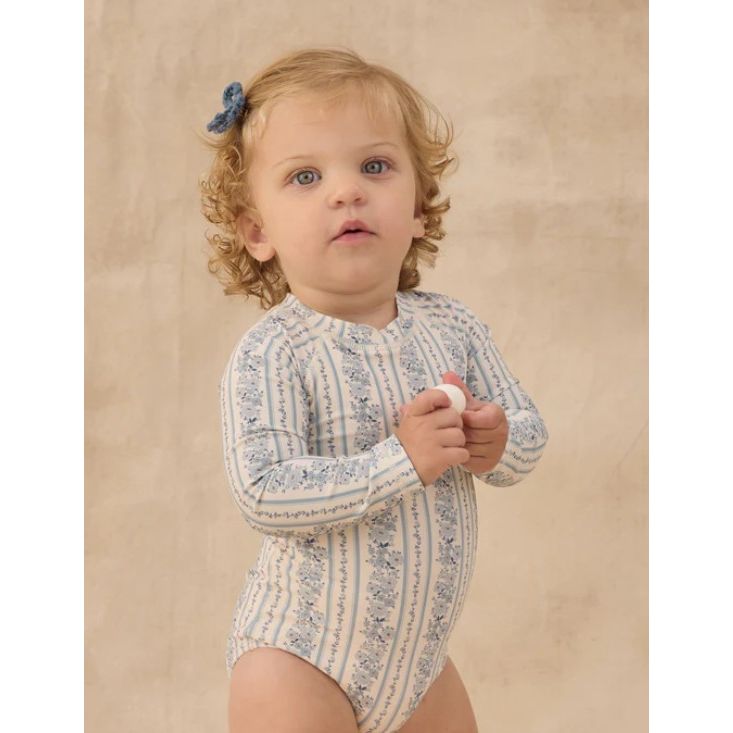 Delphine Rashguard One-Piece Blue Floral