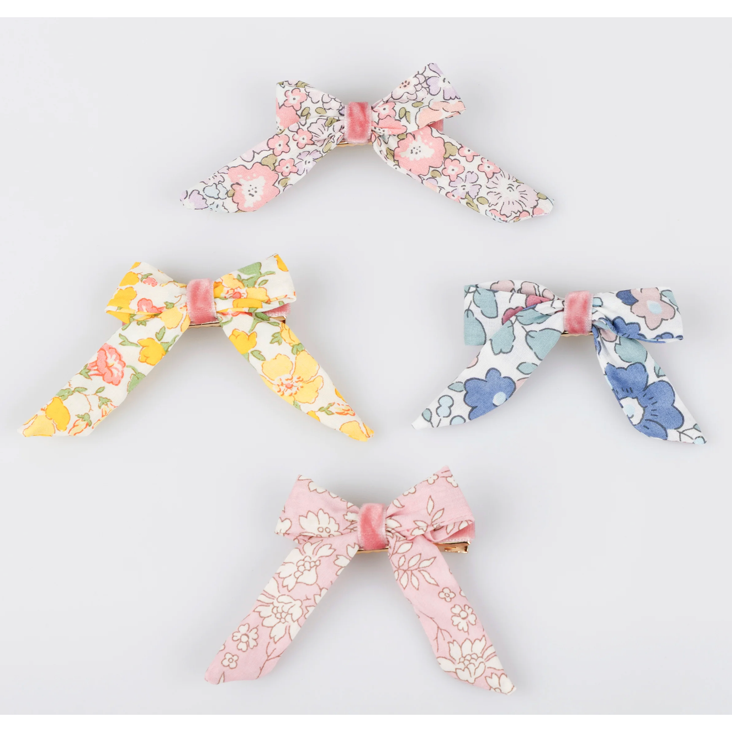 Floral Pattern Bow Hair Clips