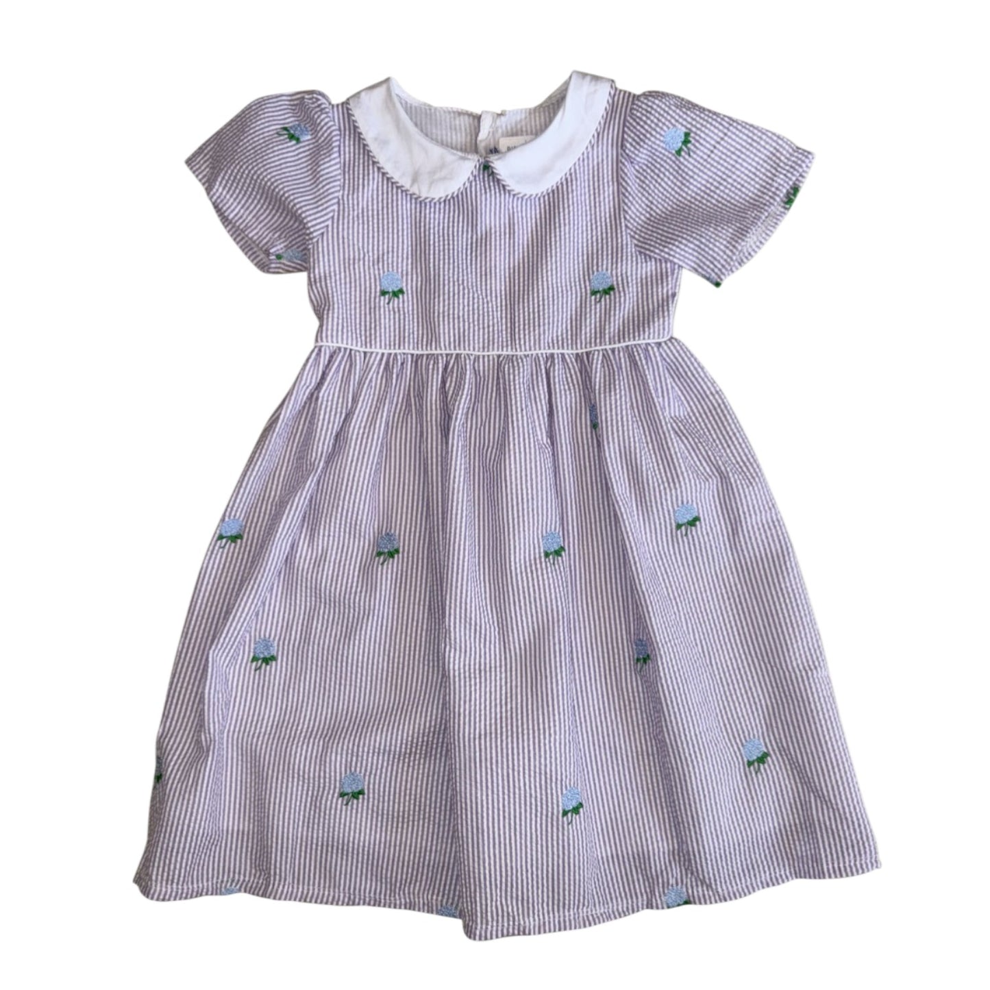 Lilac Seersucker Hydrangea Dress Peter Pan Collar
