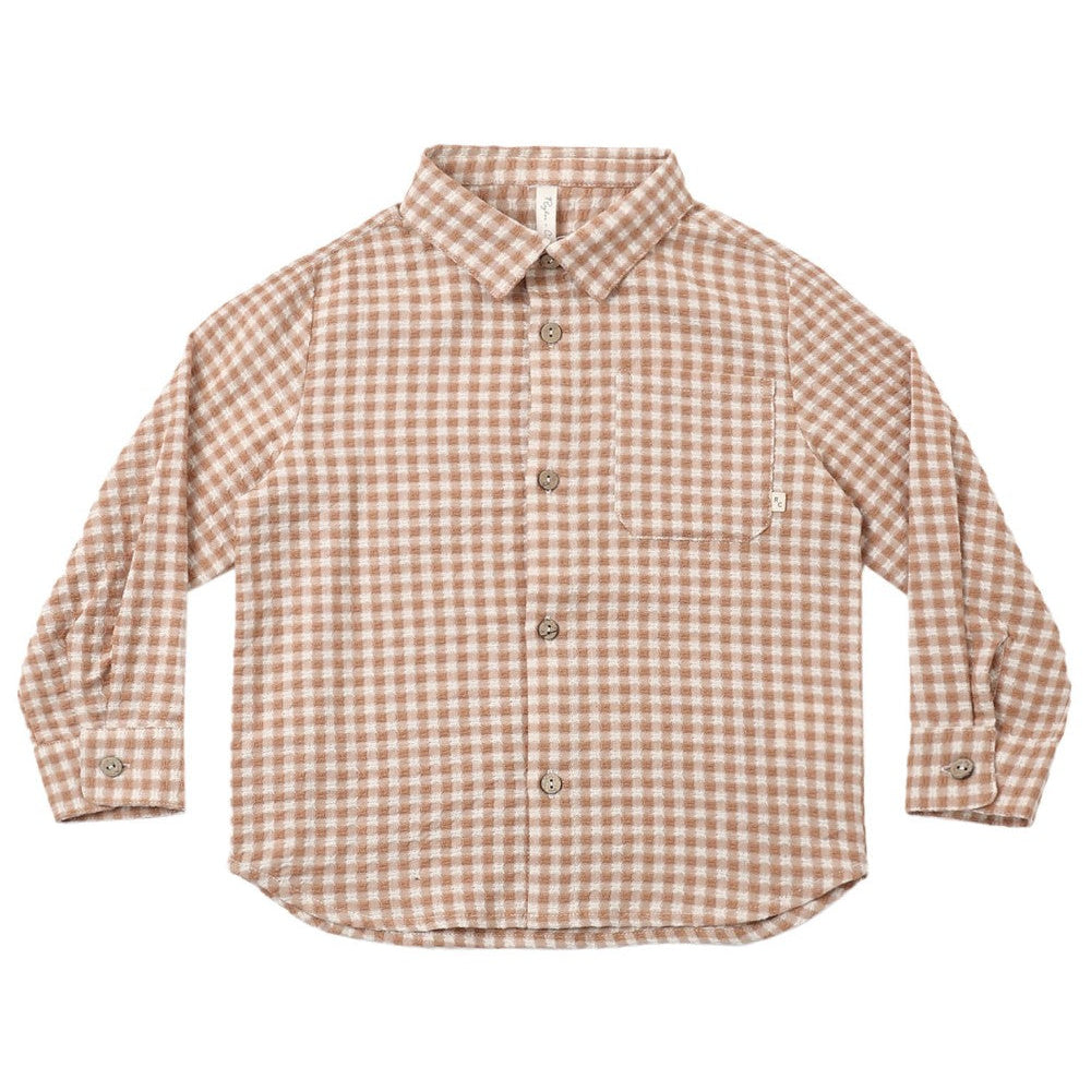 Collared Long Sleeve Shirt Fawn Gingham|11892