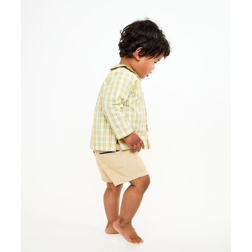 Jefferson Baby Shirt, Yellow Picnic|6686
