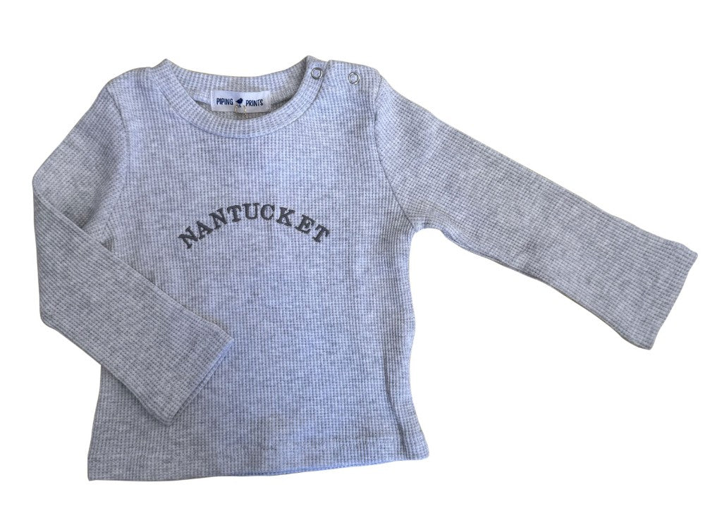 Curved Nantucket Grey Waffle Knit Top|9840