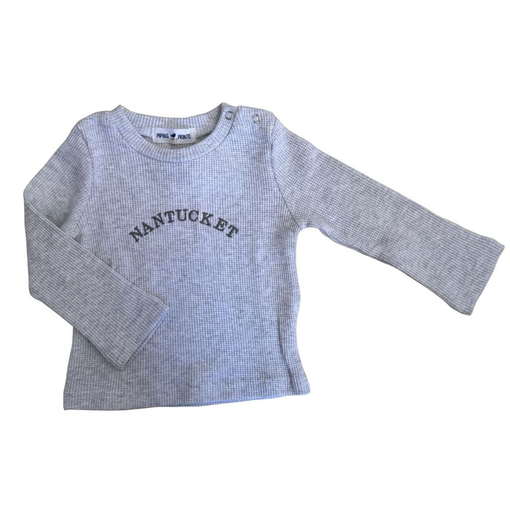Curved Nantucket Grey Waffle Knit Top|9840