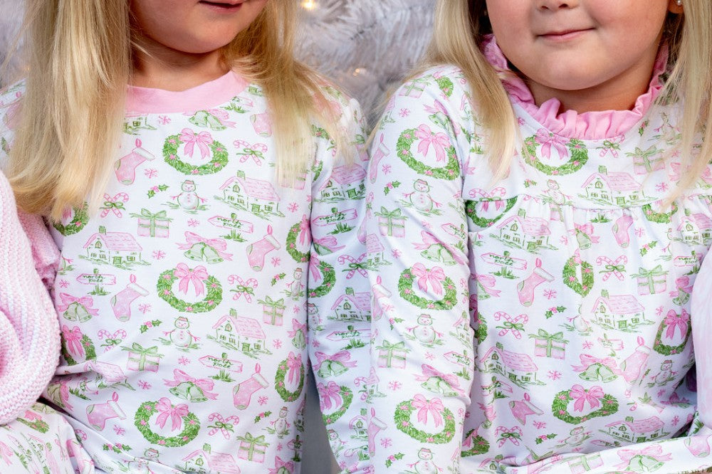 Pink Holiday Toile Loungewear Dress|13261