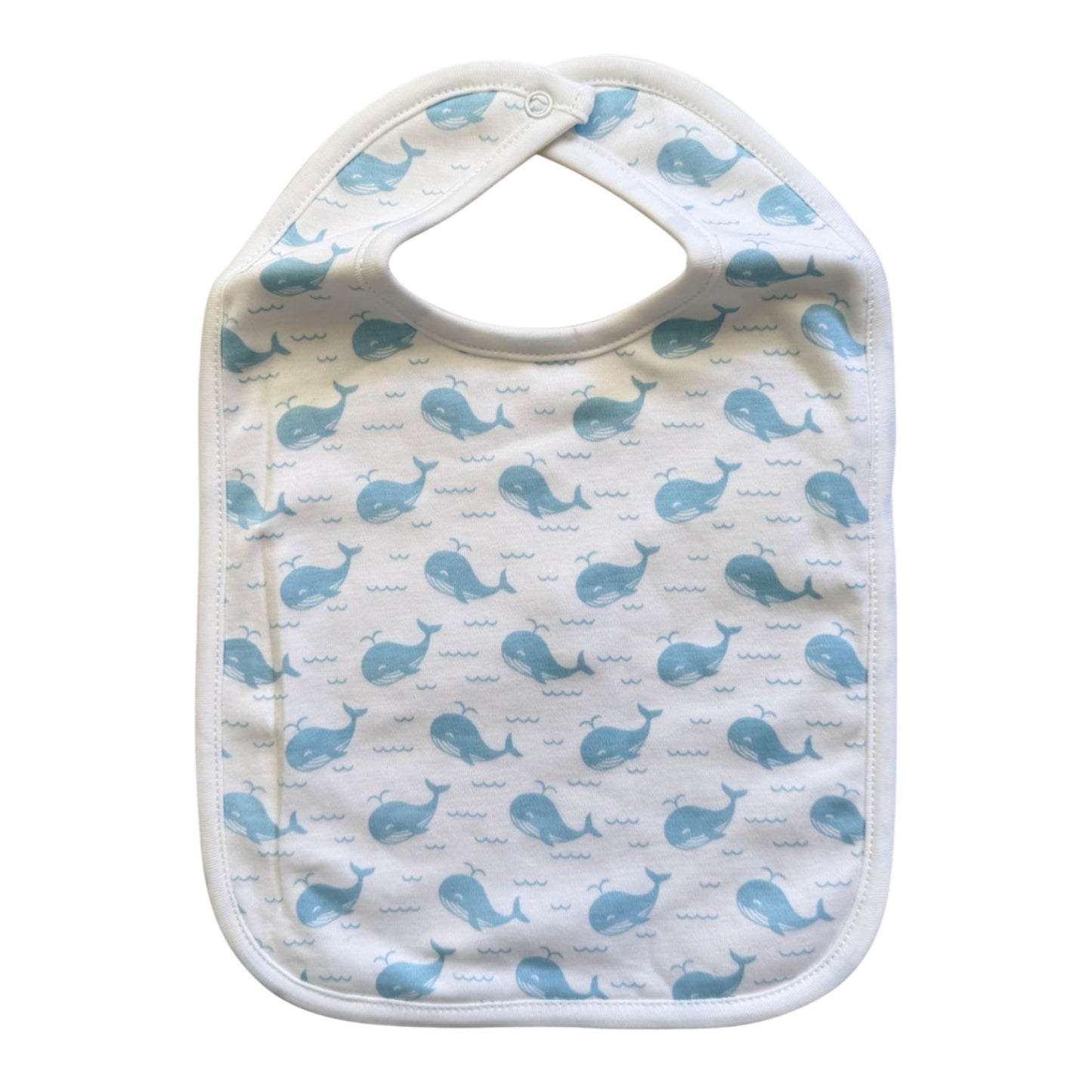 Blue Whales + Waves Baby Bib