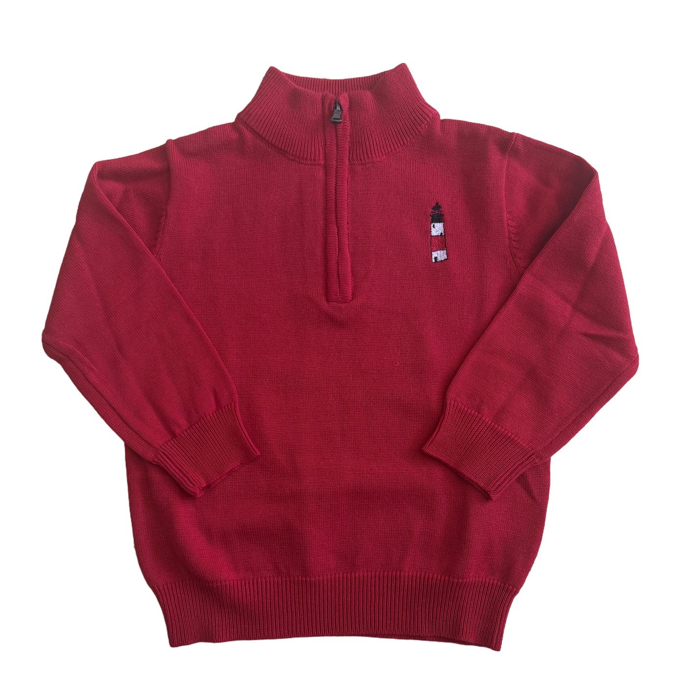 Sankaty Red Quarter Zip Sweater