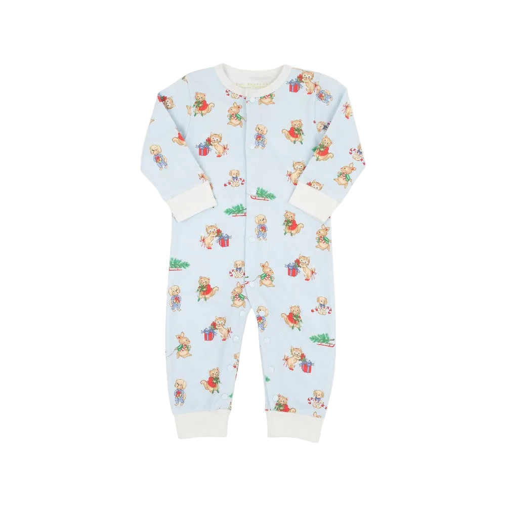 Paxton Playsuit - Pima Christmastime Cuties (Blue)/Palmetto Pearl|12271