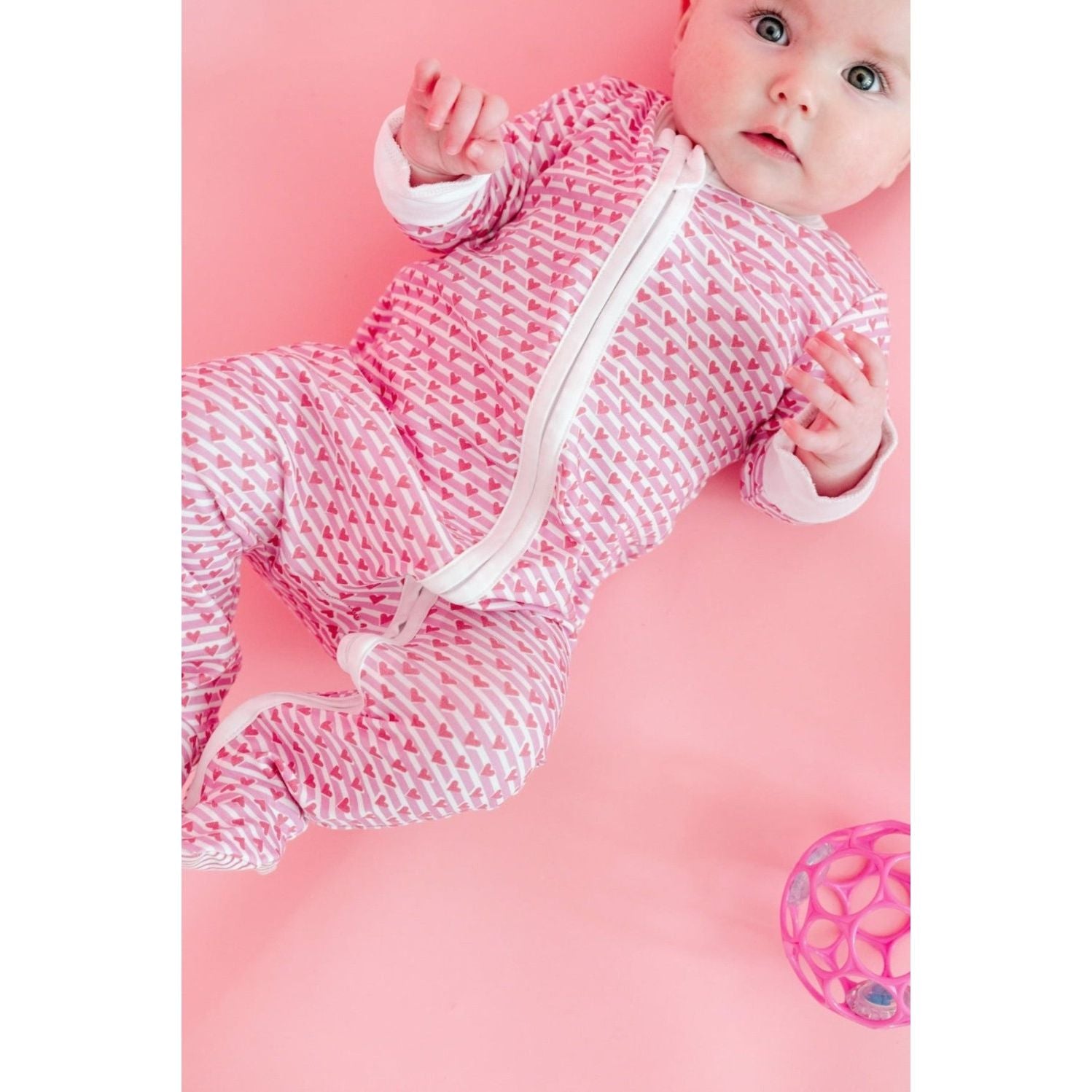 Sailor Hearts Zip Baby Onesie- Pink|8833