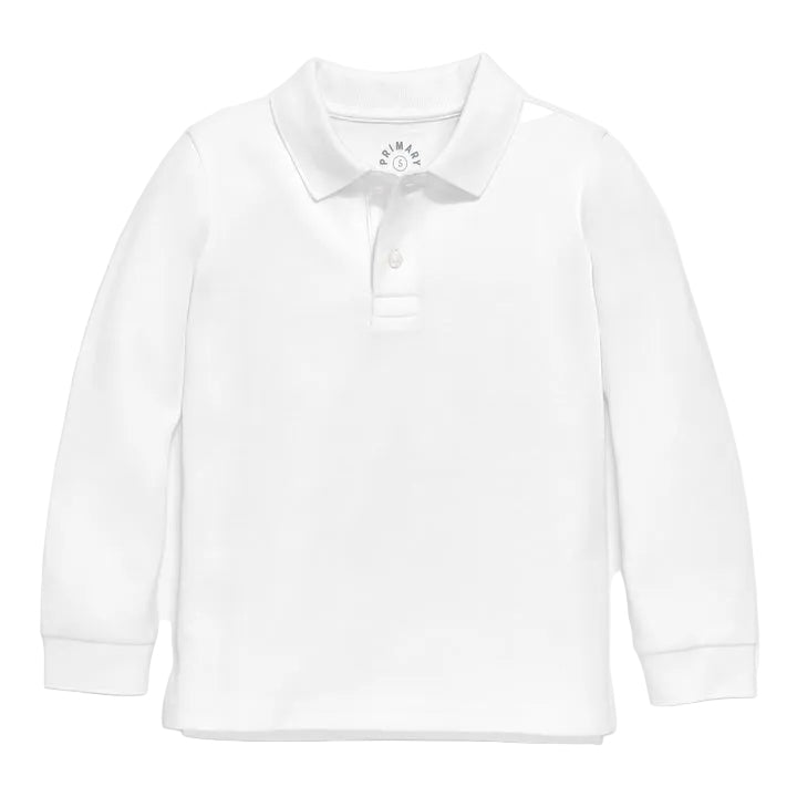 Classic Long Sleeve Interlock Polo | White|5077