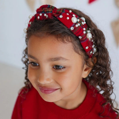 Christmas Tartan Pearl Headband|13502
