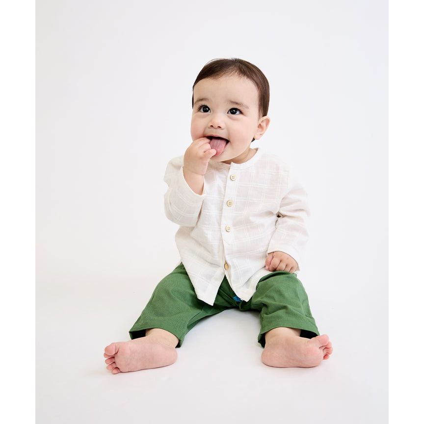 Lupo Baby Shirt, Cream Windowpane|6411