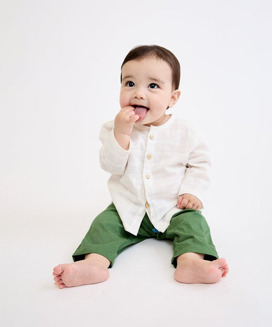Lupo Baby Shirt, Cream Windowpane|6411