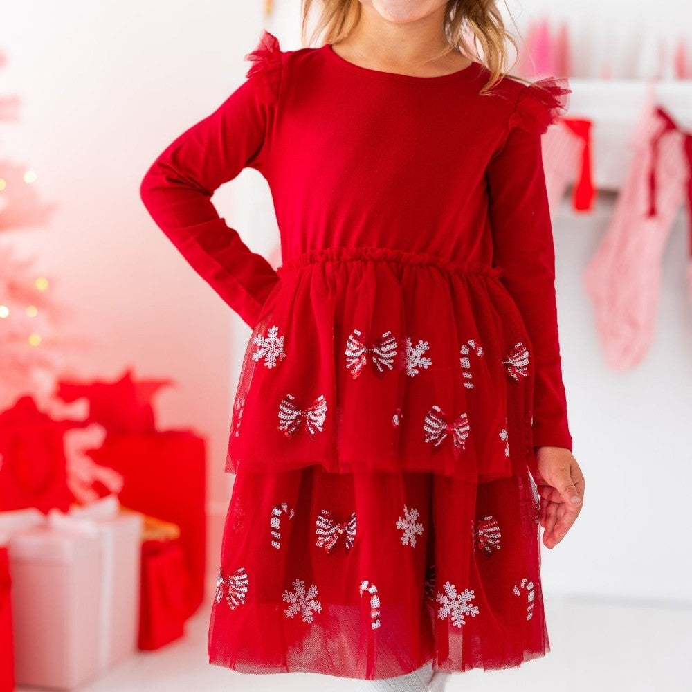 Peppermint Swirl Christmas LS Tutu Dress|13236
