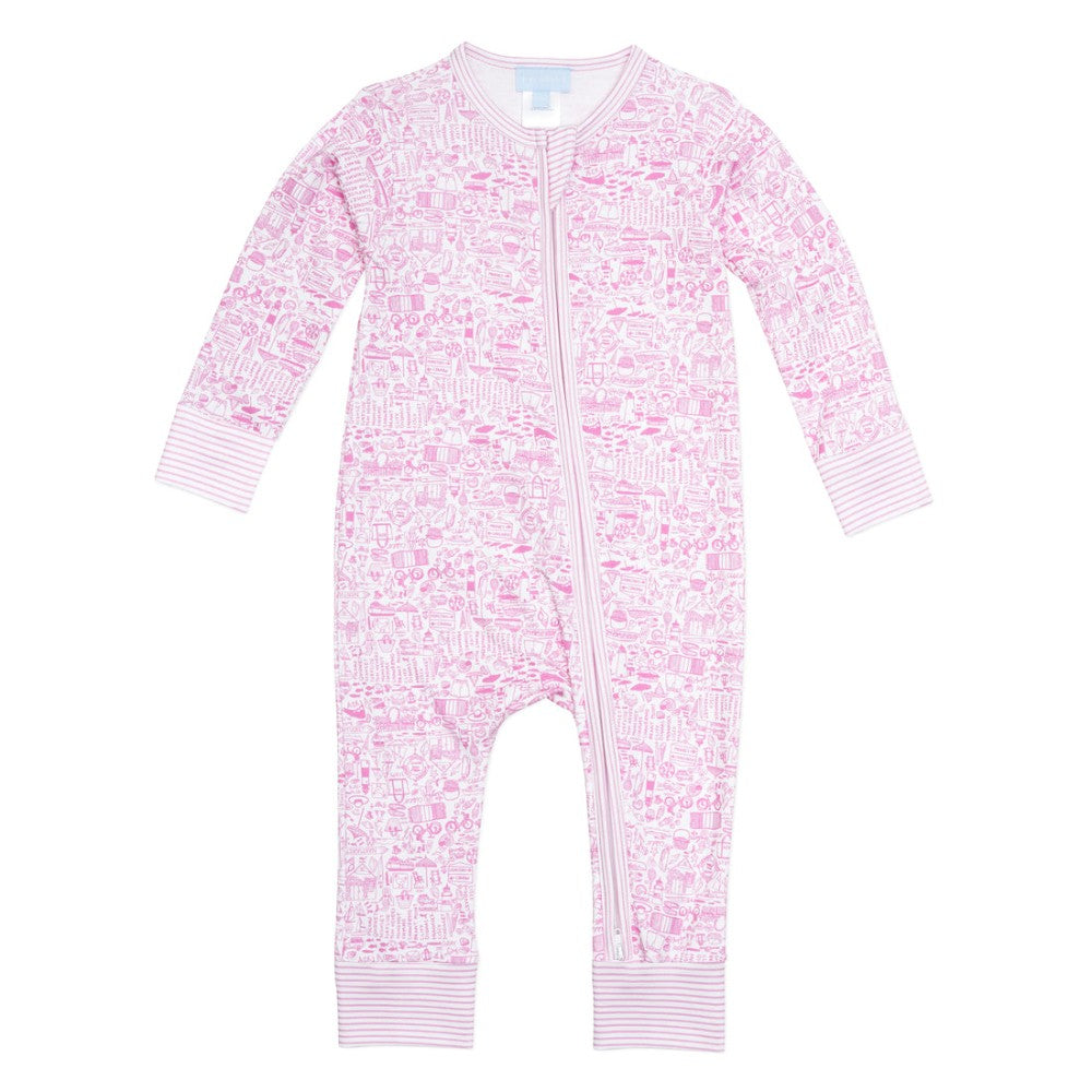 Nantucket Zip Baby Romper- Peony Pink|4954