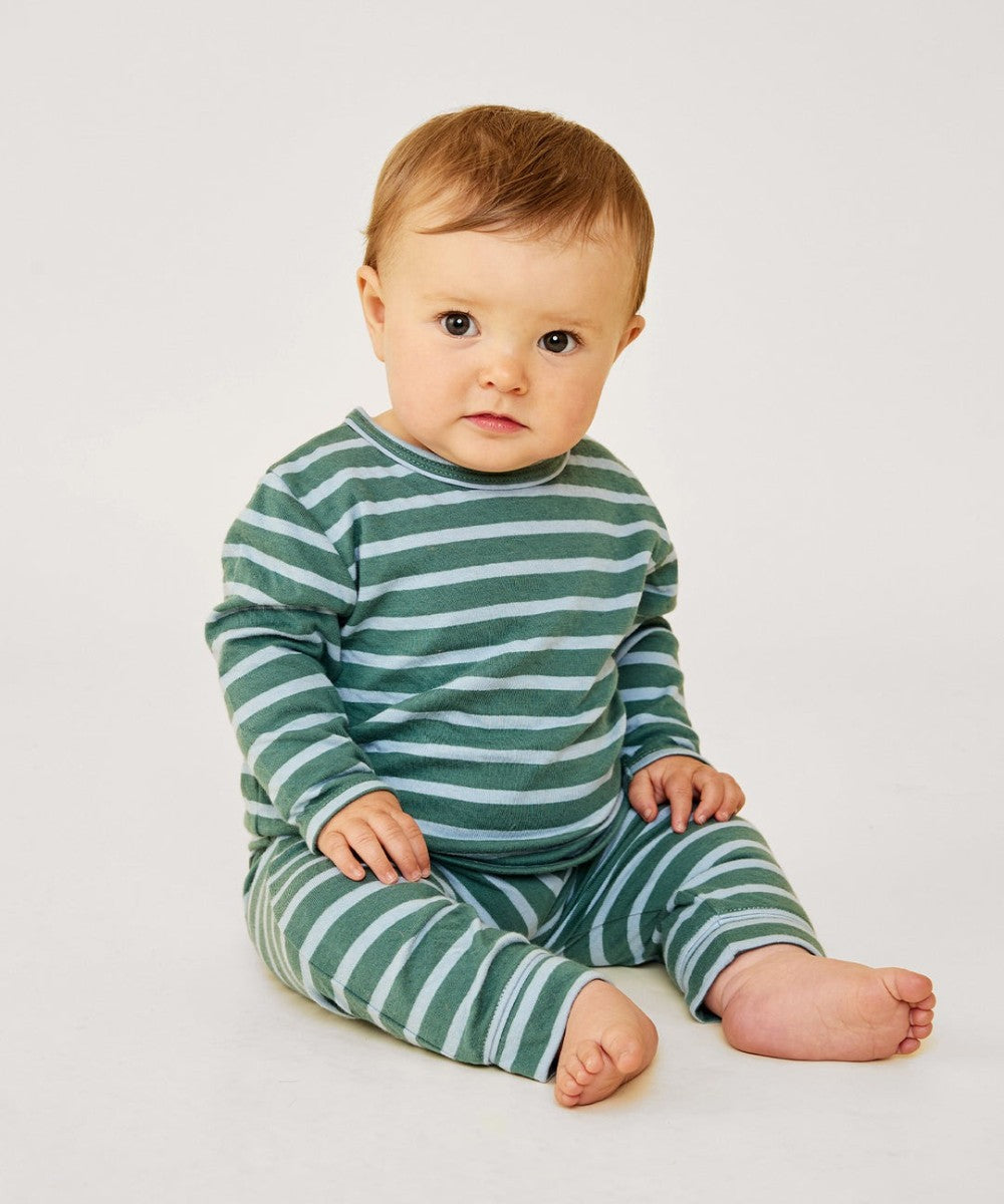 Edward Baby T-Shirt, Forest Stripe|9355