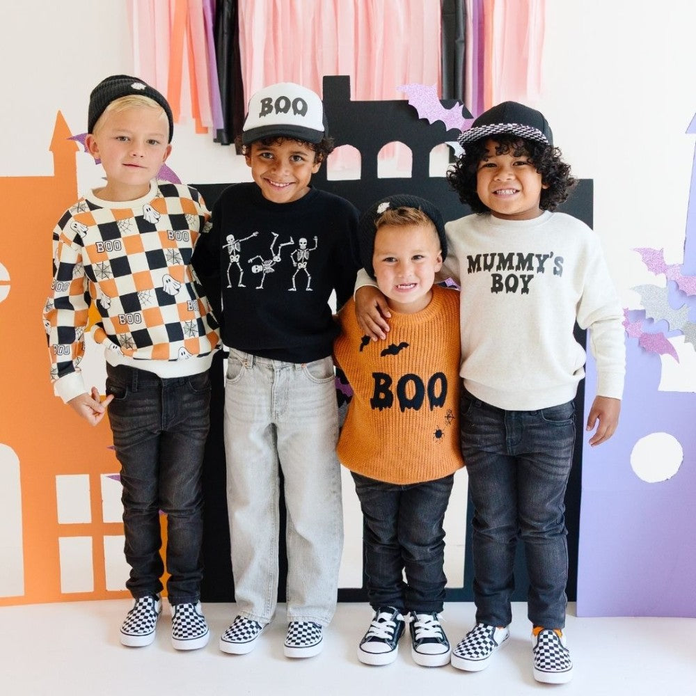 Boo Checkered Halloween Sweatshirt|9693