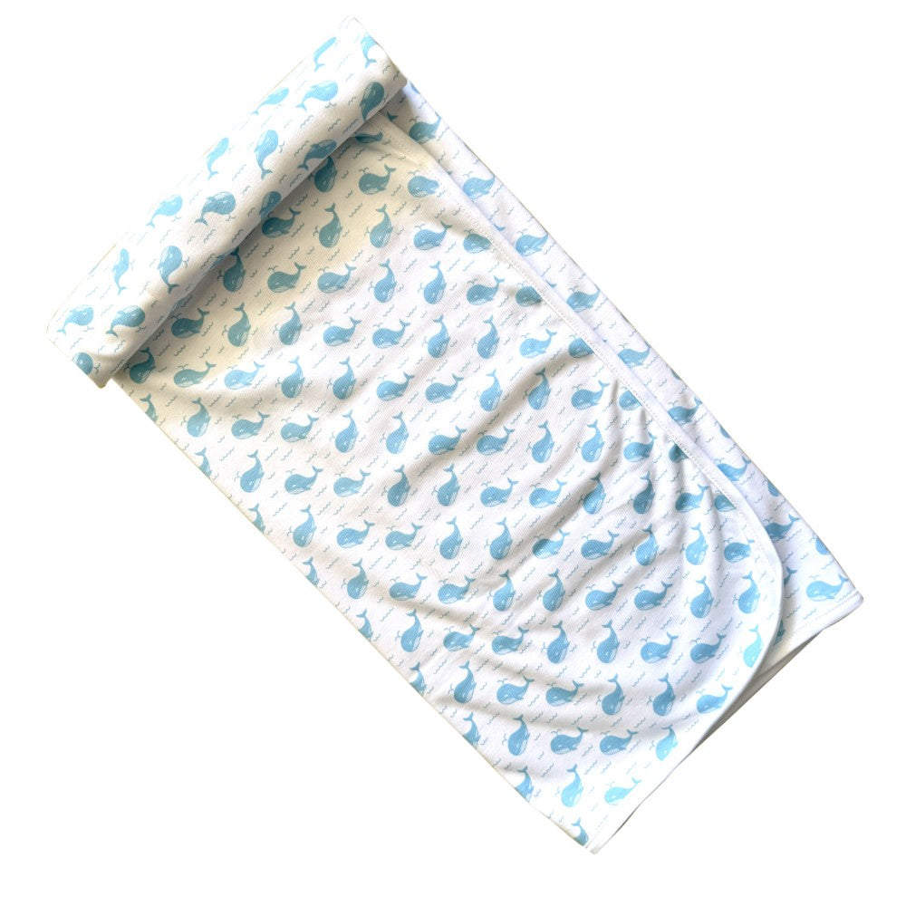Blue Whales + Waves Baby Blanket|10016
