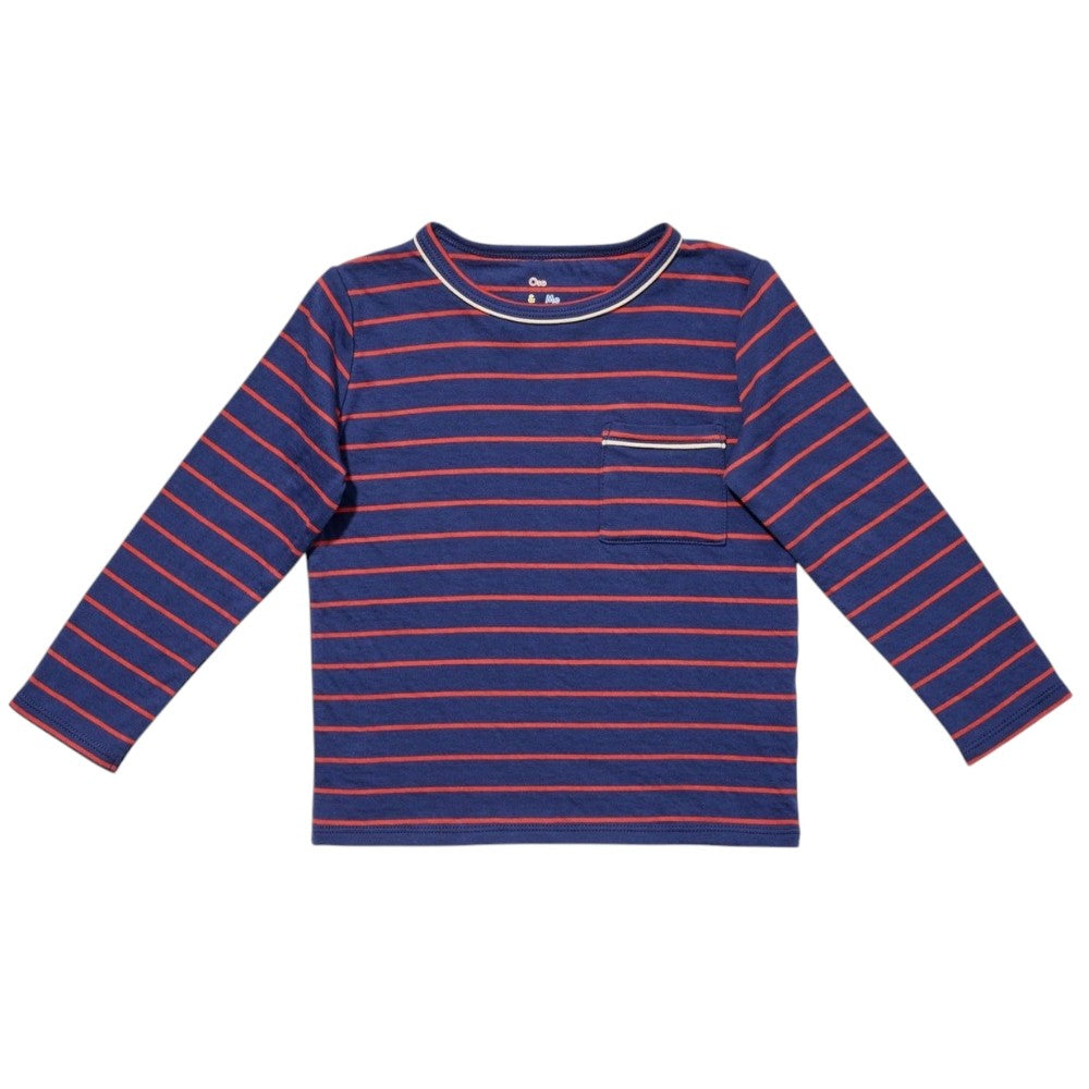 Edward T-Shirt, Navy Fine Stripe|9075