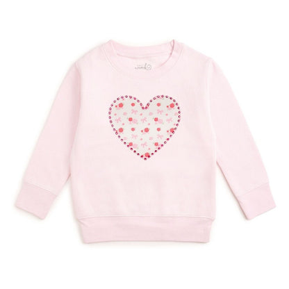 Dainty Rose Pearl Heart Patch Sweatshirt - Ballet|10630