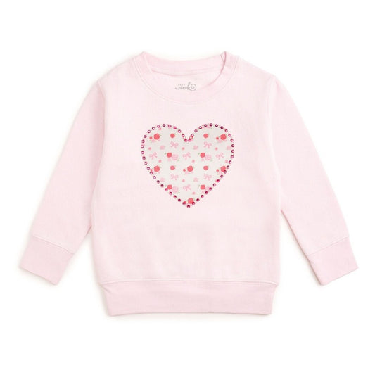 Dainty Rose Pearl Heart Patch Sweatshirt - Ballet|10630