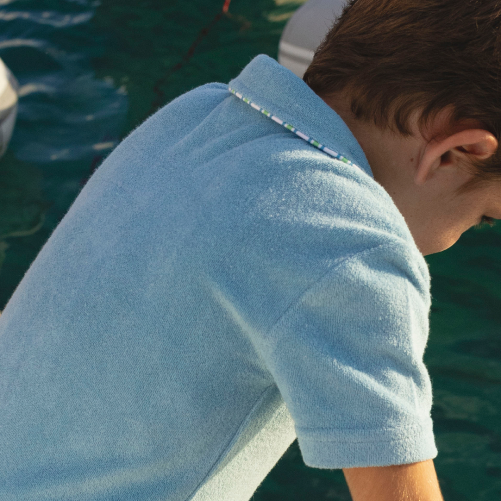 Boys le marin blue french terry polo|11414